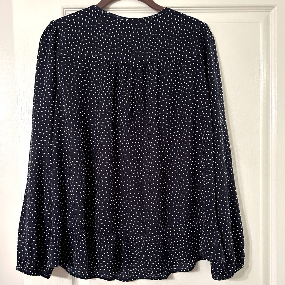 Navy blue and white polka dot. Nice with jeans for a night out with friends